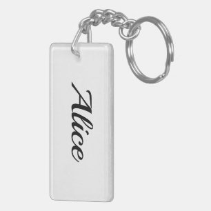 Porte-clés Prénom personnalisable Alice Noir blanc