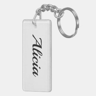Porte-clés Prénom personnalisable Alicia noir et blanc