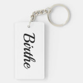 Porte-clés Prénom personnalisable Birthe noir blanc (Dos)