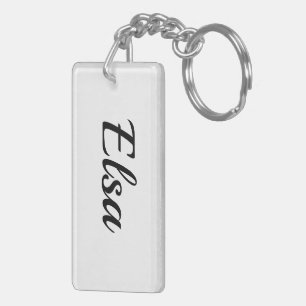 Porte-clés prénom personnalisable Elsa noir blanc