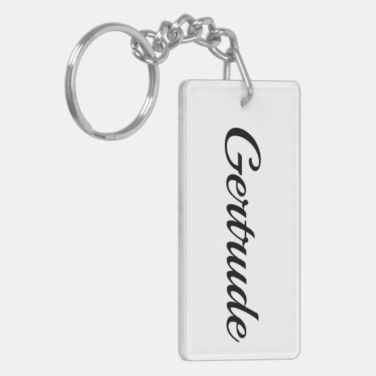 Porte-clés Prénom personnalisable Gertrude noir et blanc (Devant gauche)