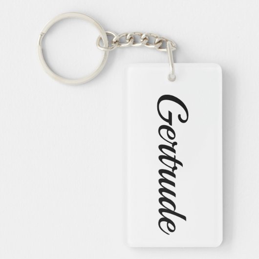 Porte-clés Prénom personnalisable Gertrude noir et blanc (Devant)