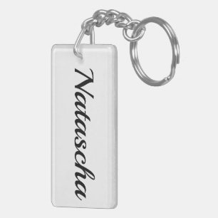Porte-clés Prénom personnalisable Natacha noir et blanc