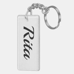 Porte-clés prénom personnalisable Rita noir blanc