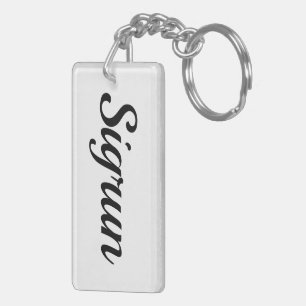 Porte-clés prénom personnalisable Sigrun noir blanc