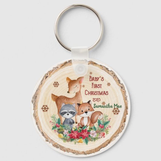 Porte-clés Prénom personnalisé de Noël du bébé Keepsaké (Recto)