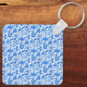 Porte-clés Preppy Blue and White Flowers Golf Cart (Verso)