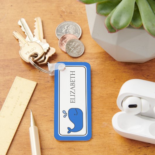 Porte-clés Preppy Blue Whale personnalisée (Bureau)