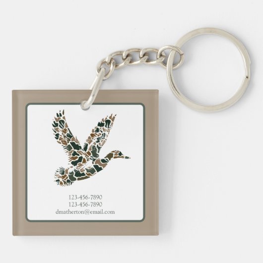 Porte-clés Preppy Camouflage Mallard Ducks Monogram (Dos)