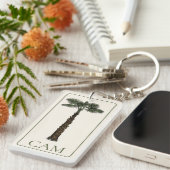 Porte-clés Preppy Coastal Palm Tree Monogram (Devant droit)