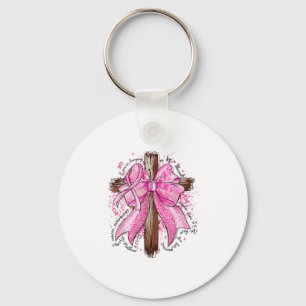 Porte-clés Preppy Jesus Nk Bow Croix du cancer du sein Sensib