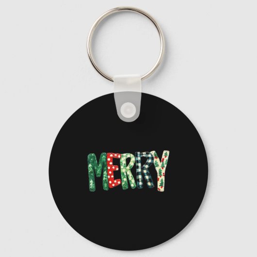 Porte-clés Preppy Merry,christmas Funny Froral Checkered Gift (Recto)