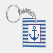 Porte-clés Preppy Nautical Stripes and Anchor Personalized (Devant gauche)
