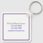 Porte-clés Preppy Pink and Navy Blue Simple Monogram (Dos)