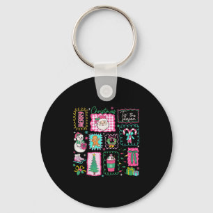 Porte-clés Preppy Tis La Saison Pink Christmas Coffee Famille