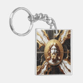 Porte-clés Présence éthérée Visage de Jésus gravé dans le mar (Devant gauche)