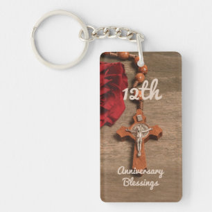 Porte-clés Prêtre 12ème anniversaire de l'Ordination Rose et