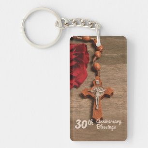 Porte-clés Prêtre 30ème anniversaire de l'Ordination Rose e