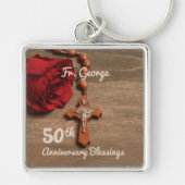 Porte-clés Prêtre 50ème anniversaire de l'Ordination Rose et  (Devant)