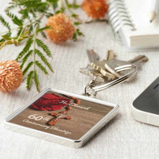 Porte-clés Prêtre 60ème anniversaire de l'Ordination Rose et  (Côté)