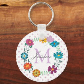 Porte-clés Pretty Colorful Flower Wreath Personalised Dotty (Recto)
