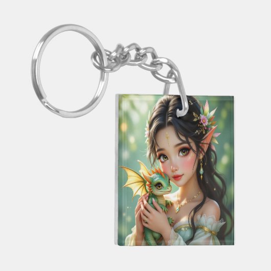 Porte-clés Pretty Elven Fairy & Dragon Ethereal Personalized (Devant gauche)