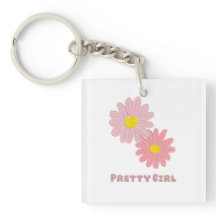 Pretty Girl Floral Keychain | Cute Daisy Key Ring 