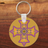 Porte-clés Pretty Gold and Pink Coptic Cross (Recto)