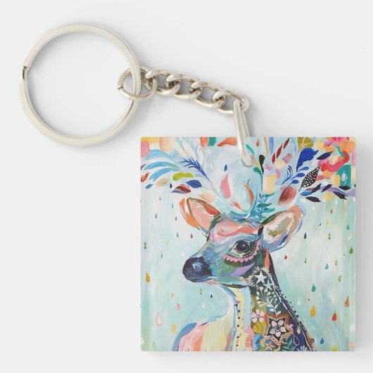 Porte-clés Pretty Modern Deer Art Flower Antlers (Devant)