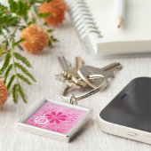 Porte-clés Pretty Pink Flowers Cute Retro Daisy Pattern (Côté)