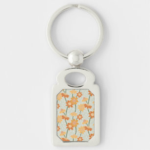 Porte-clés Pretty retro muted 1970 s flowers