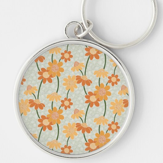 Porte-clés Pretty retro muted 1970 s flowers (Devant)