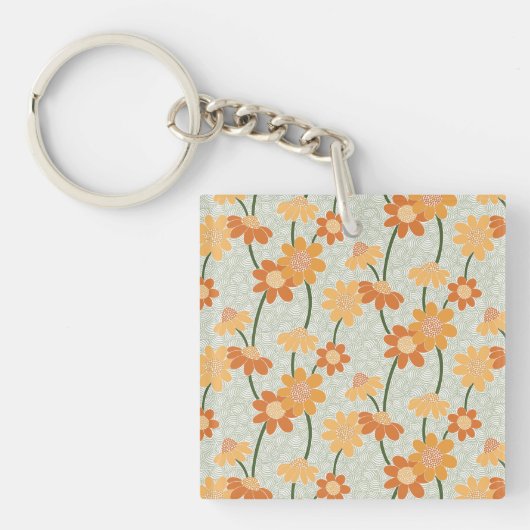 Porte-clés Pretty retro muted 1970 s flowers (Devant)