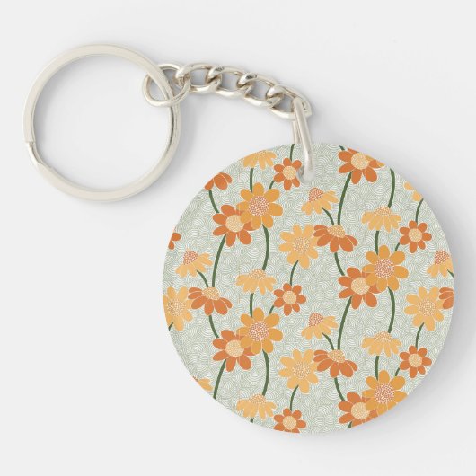 Porte-clés Pretty retro muted 1970 s flowers (Devant)
