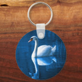 Porte-clés Pretty white swan floating on blue lake (Recto)