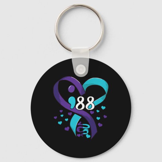 Porte-clés Prevention Awareness 988 Heart Teal And Purple (Recto)