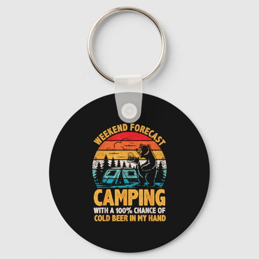 Porte-clés Prévisions de week-end de camping 100% de chance d (Recto)