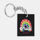 Porte-clés Pride Arc-en-ciel et Coeurs | LGBTQ (Devant gauche)