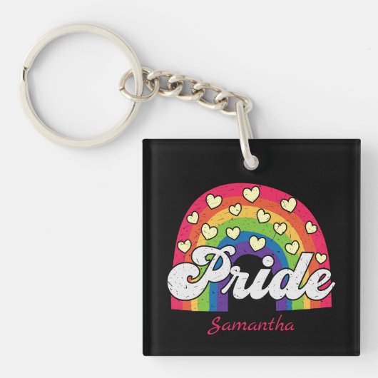 Porte-clés Pride Arc-en-ciel et Coeurs | LGBTQ (Devant)