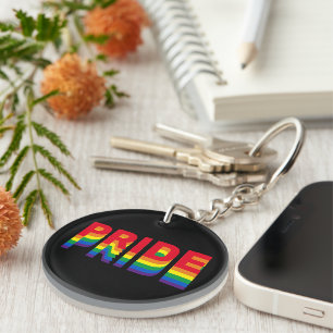 Porte-clés Pride lgbt lgbtq queer gay rainbow retro black