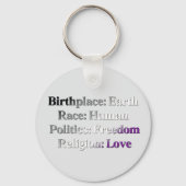 Porte-clés Pride sexuelle - Lieu de naissance : Terre. Race : (Recto)