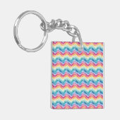 Porte-clés Pride Wavy Rainbow Stripes Pattern Two-sided (Devant gauche)