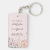 Porte-clés Prière commémorative rose teinté de floral (Dos)