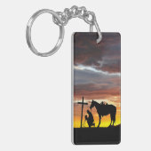 Porte-clés Prière Cowboy avec coucher de soleil (Devant gauche)