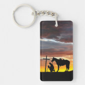 Porte-clés Prière Cowboy avec coucher de soleil (Devant)