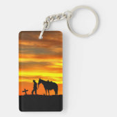 Porte-clés Prière Cowboy avec coucher de soleil (Dos)