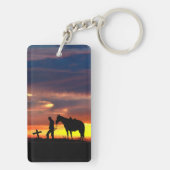 Porte-clés Prière Cowboy avec coucher de soleil (Dos)