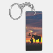 Porte-clés Prière Cowboy avec coucher de soleil (Devant gauche)