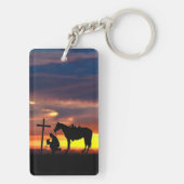 Porte-clés Prière Cowboy avec coucher de soleil (Dos)
