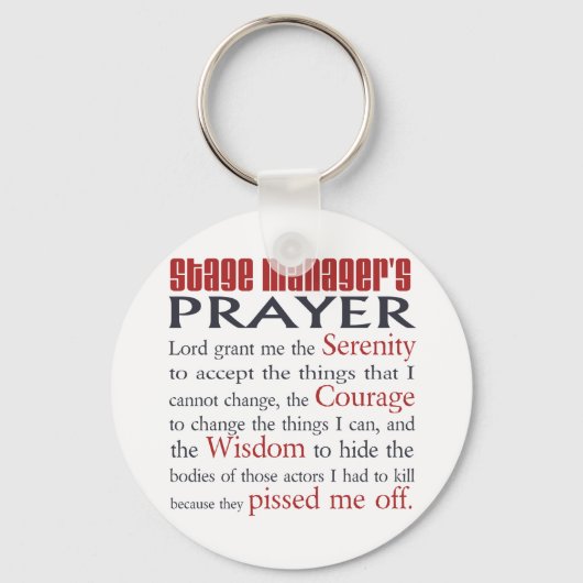 Porte-clés Prière du gestionnaire de scène (Recto)